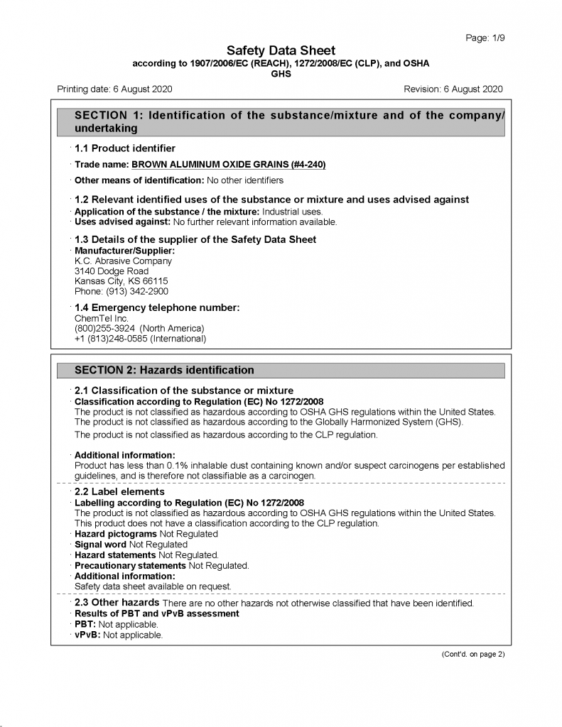 SDS Forms KC Abrasive