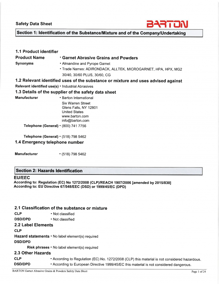 SDS Forms KC Abrasive