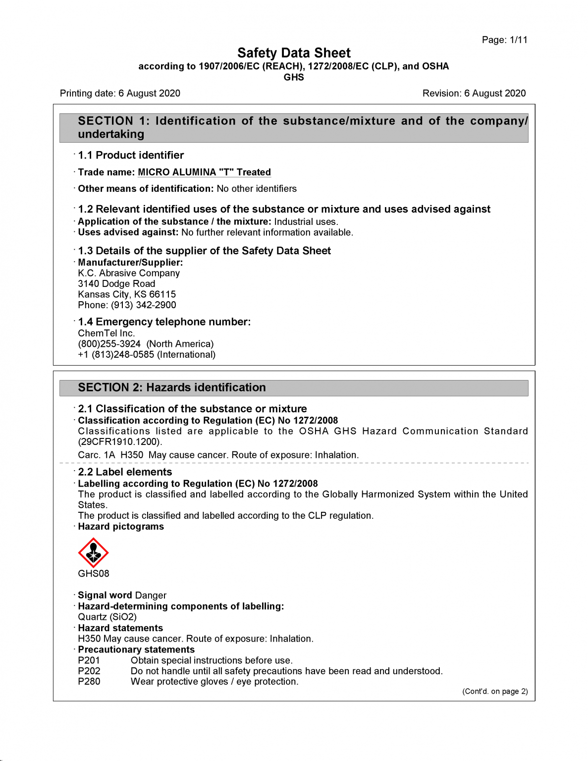 SDS Forms KC Abrasive