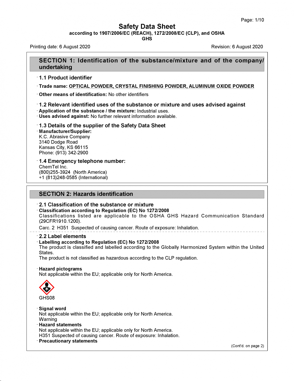 SDS Forms KC Abrasive